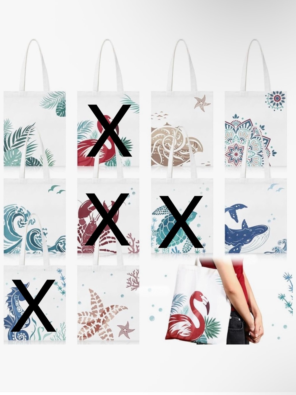 Beach Theme Canvas Tote Bag & Matching Cosmetic Case - Pick 1